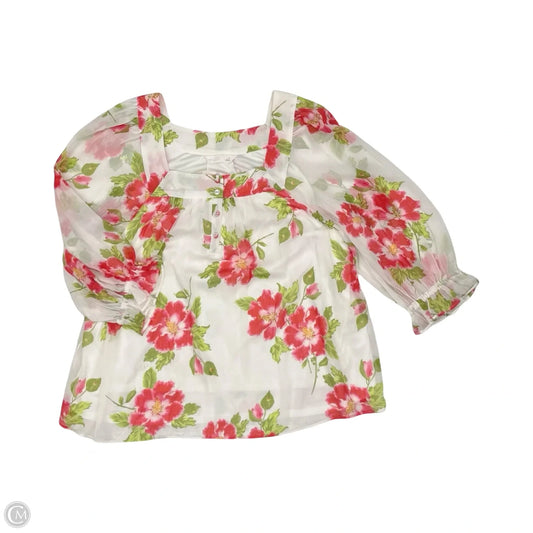 Blouse 3/4 Sleeve By Lc Lauren Conrad In Floral Print, Size: L