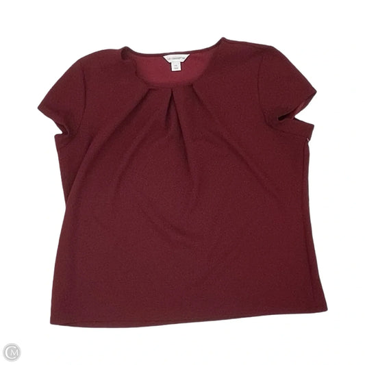 Blouse Short Sleeve By Liz Claiborne In Maroon, Size: Xxl