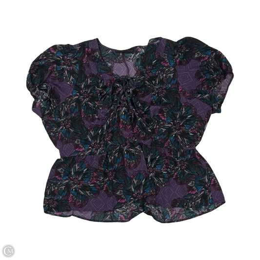 Blouse Short Sleeve By Lane Bryant In Black & Purple, Size: 3x