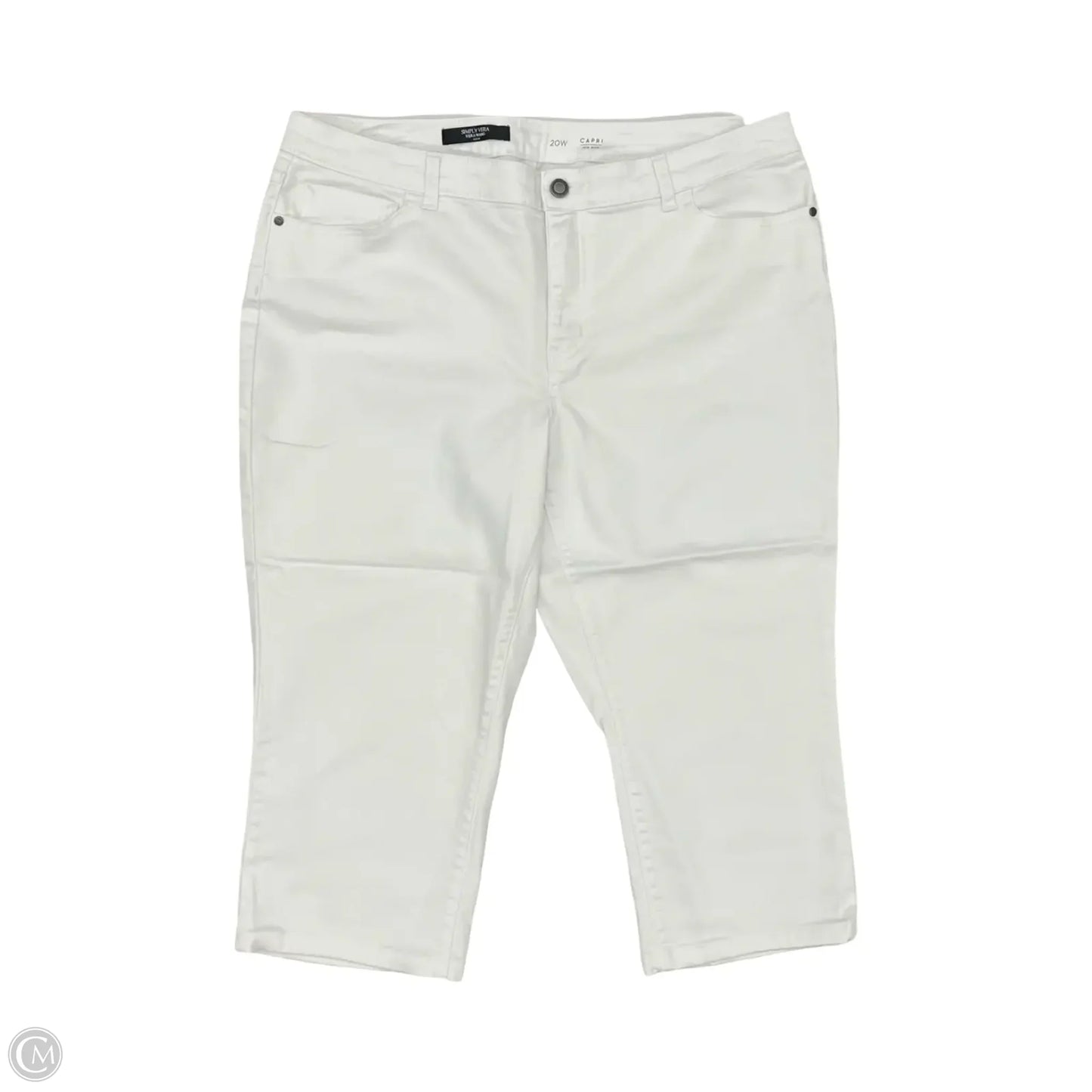 Jeans Cropped By Simply Vera In White Denim, Size: 20w