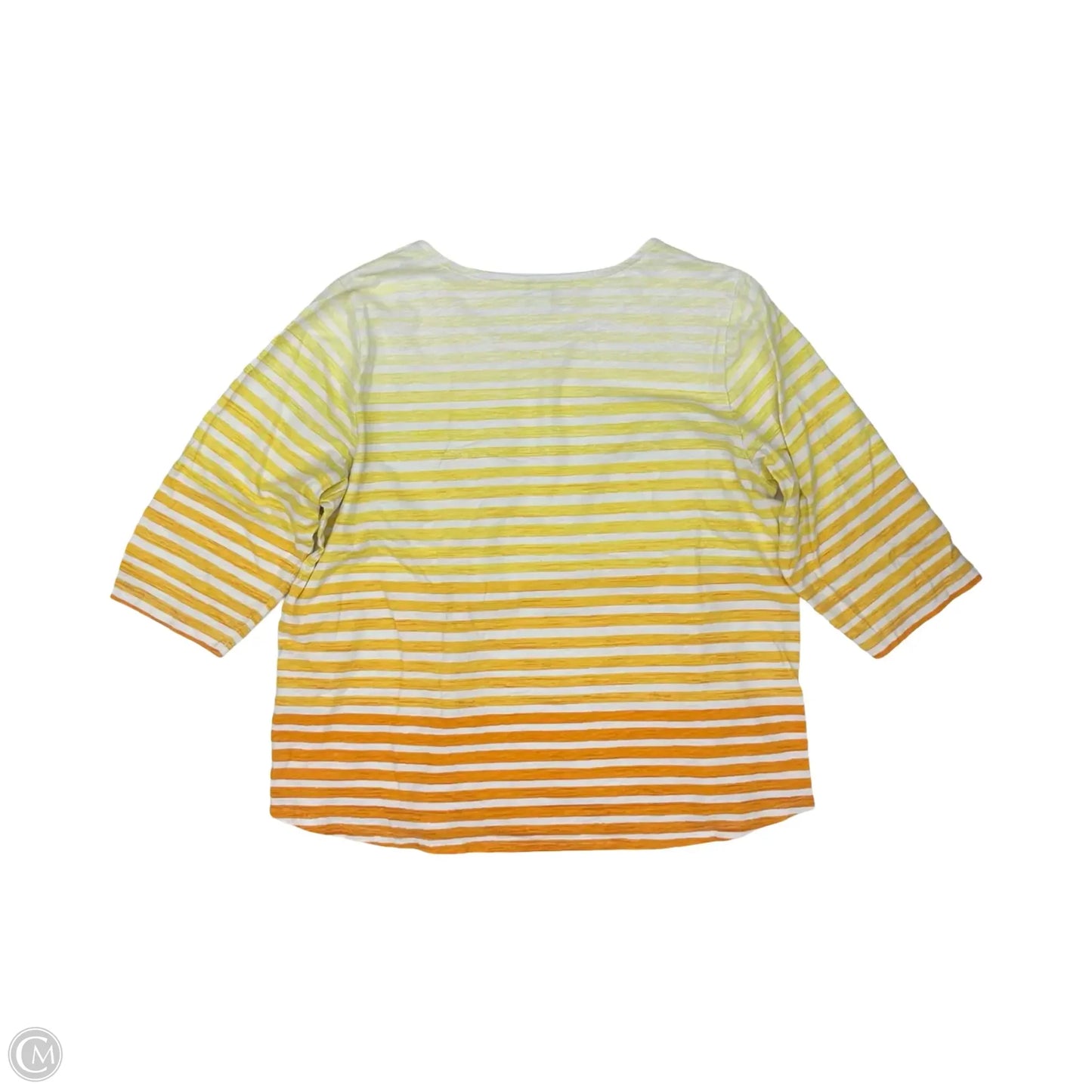 Top 3/4 Sleeve By Cj Banks In Orange & Yellow, Size: 1x