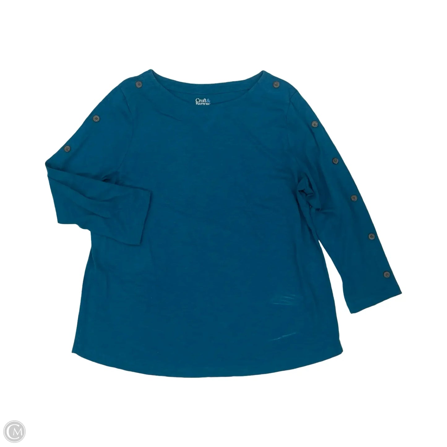 Top 3/4 Sleeve By Croft And Barrow In Teal, Size: Xxl