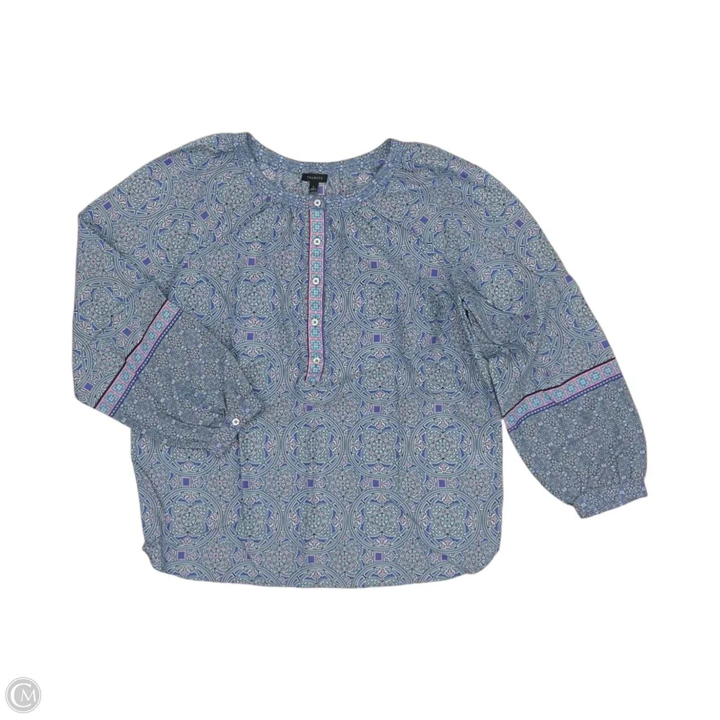 Blouse Long Sleeve By Talbots In Blue & Pink, Size: L