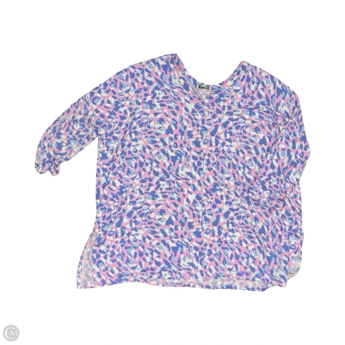 Top 3/4 Sleeve By Mudpie In Blue & Pink, Size: Onesize