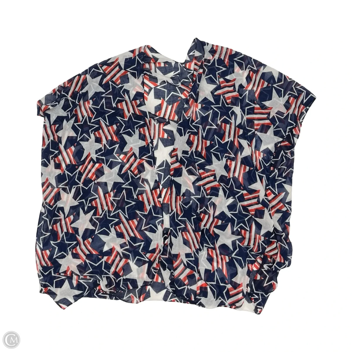Shawl By Clothes Mentor In Blue Red & White