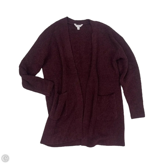 Sweater Cardigan By Time And Tru In Maroon, Size: L