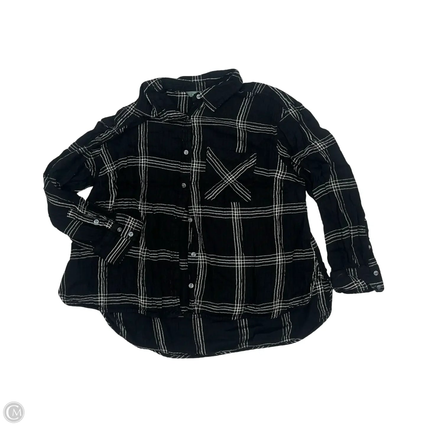 Top Long Sleeve By Terra & Sky In Black & White, Size: 1x