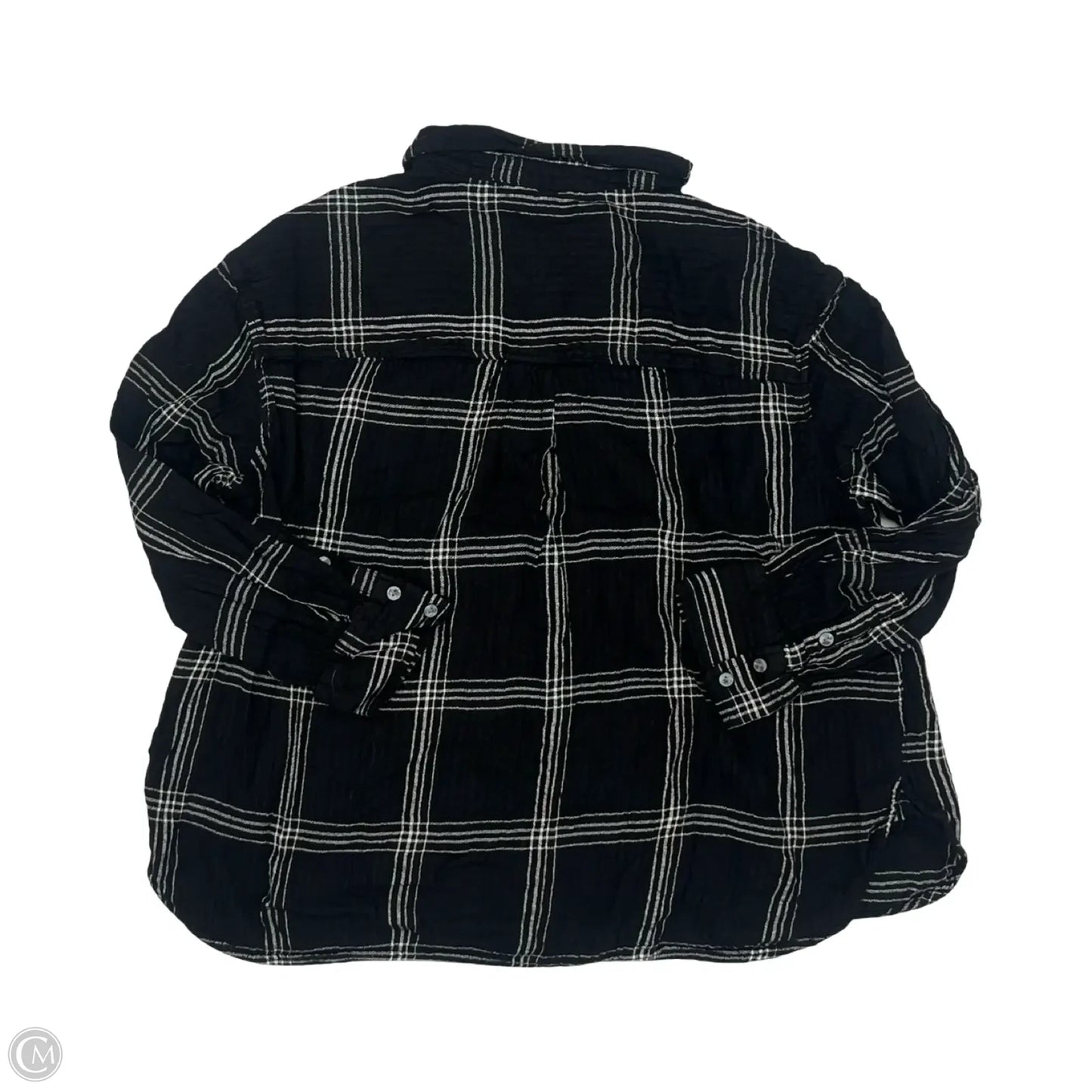 Top Long Sleeve By Terra & Sky In Black & White, Size: 1x