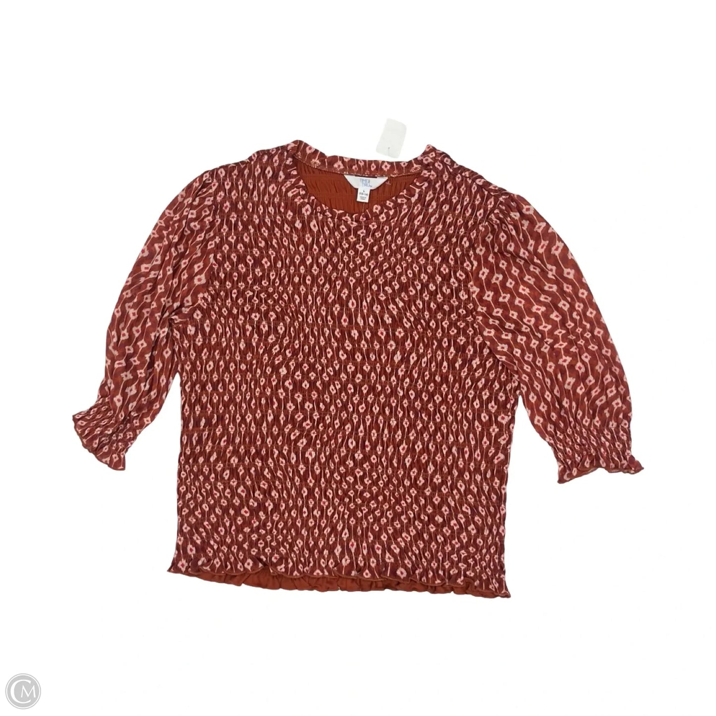 Blouse 3/4 Sleeve By Time And Tru In Orange, Size: L