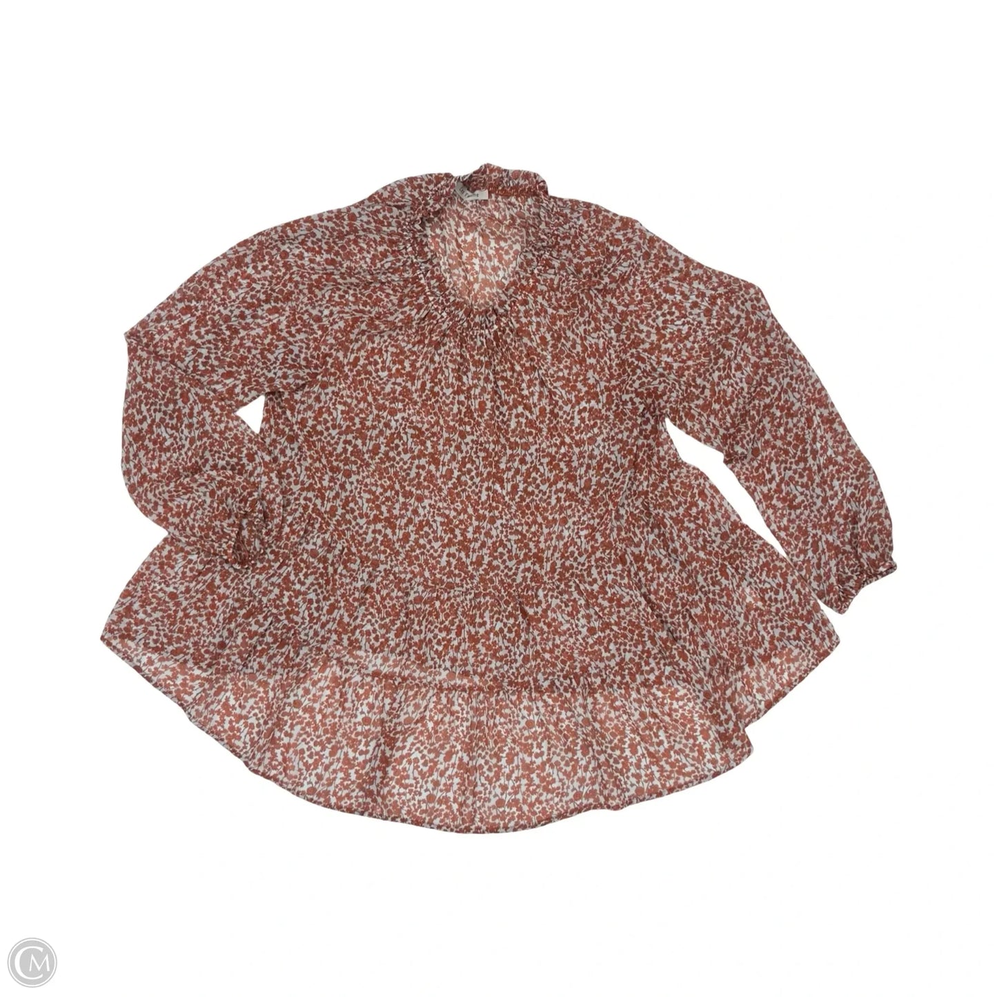 Blouse Long Sleeve By Ces Femme In Blue & Red, Size: L