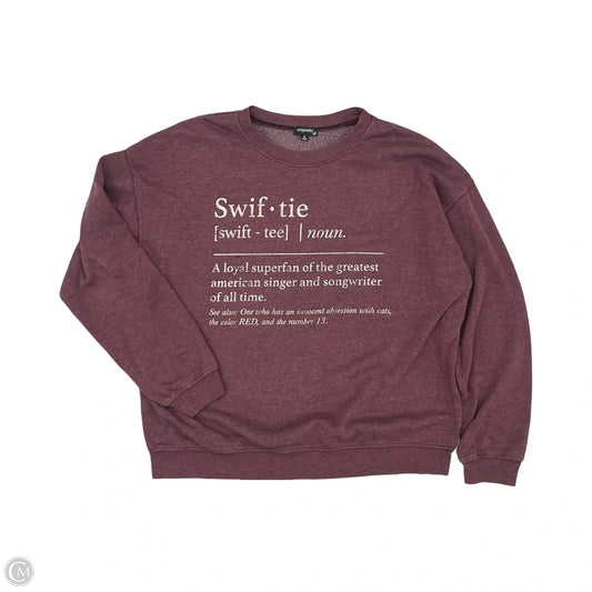 Sweatshirt Crewneck By Originality In Maroon, Size: S