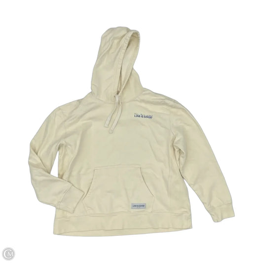 Sweatshirt Hoodie By Life Is Good In Cream, Size: Xxl