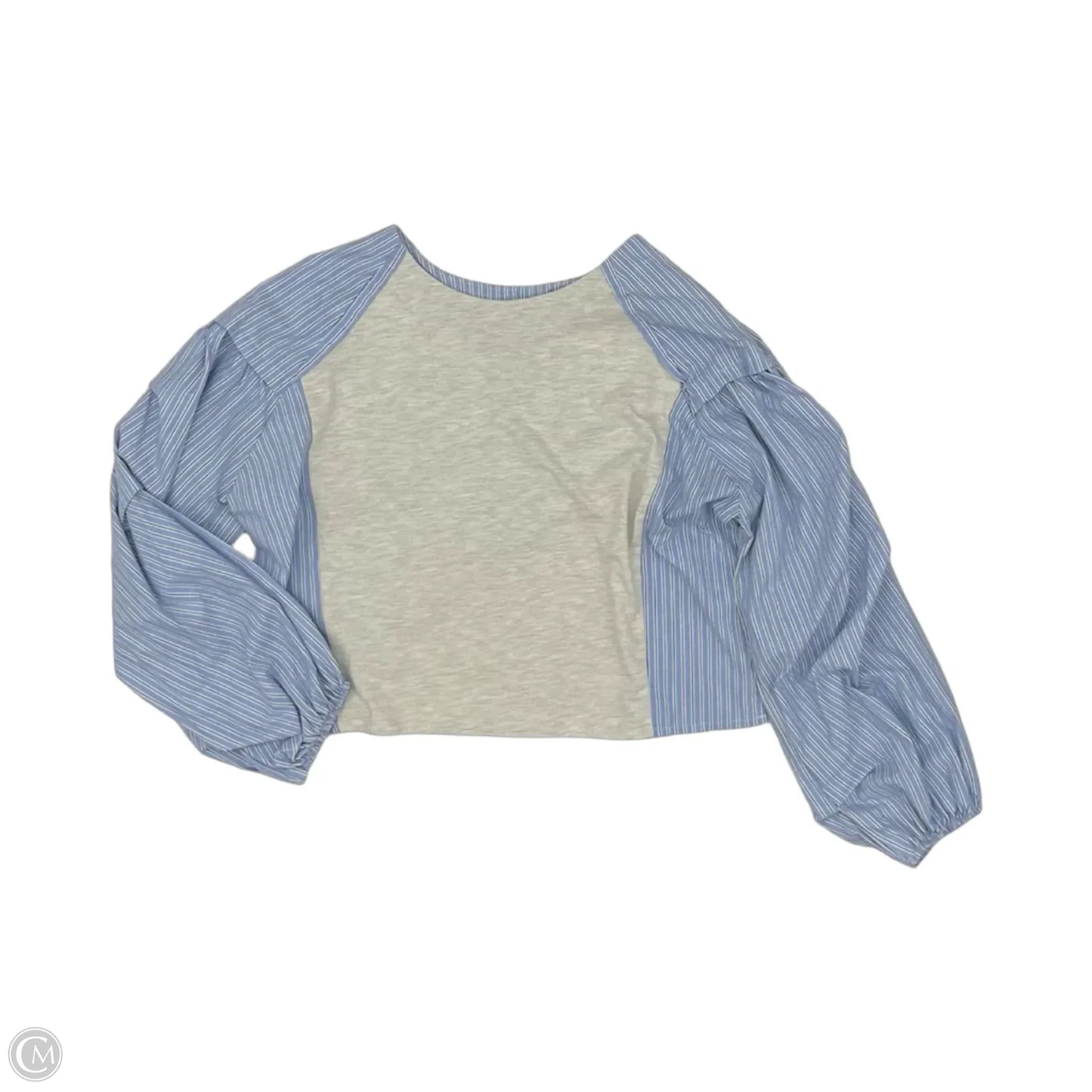 Blouse Long Sleeve By Anthropologie In Blue & Grey, Size: M