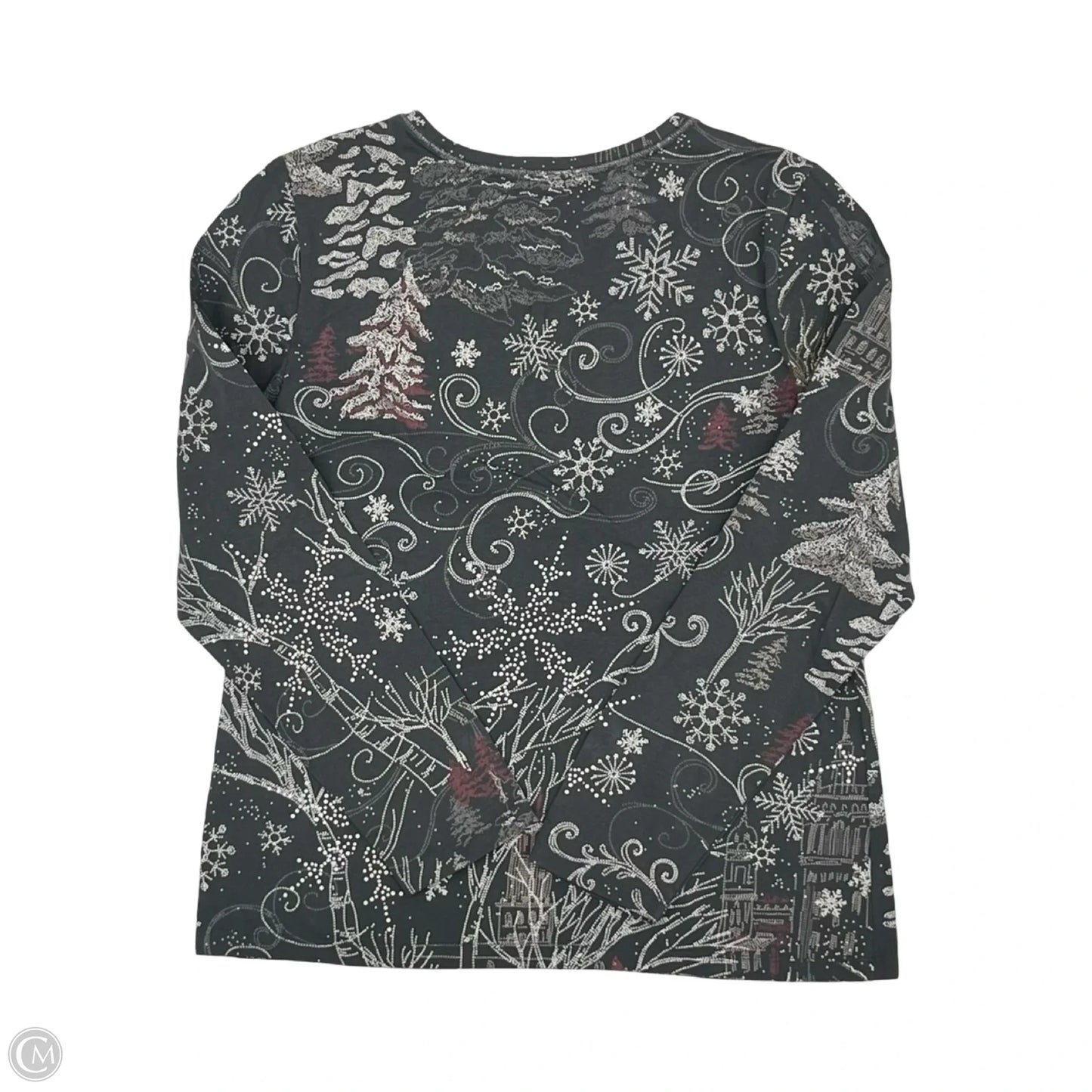 Top Long Sleeve By Christopher And Banks In Cream & Grey, Size: M