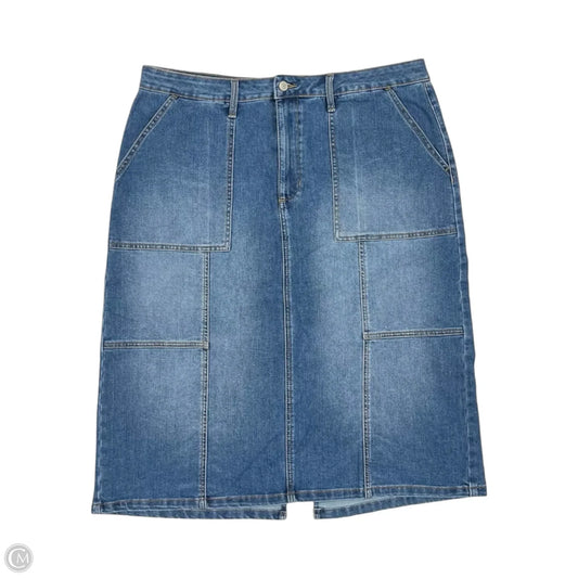 Skirt Midi By Time And Tru In Blue Denim, Size: 18