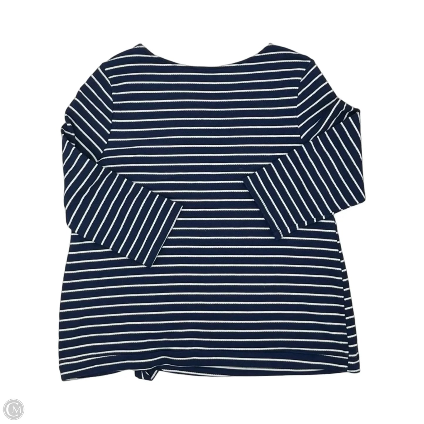 Top 3/4 Sleeve By Croft And Barrow In Blue & White, Size: Xl