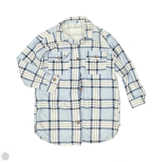 Jacket Shirt By Maurices In Blue & White, Size: L