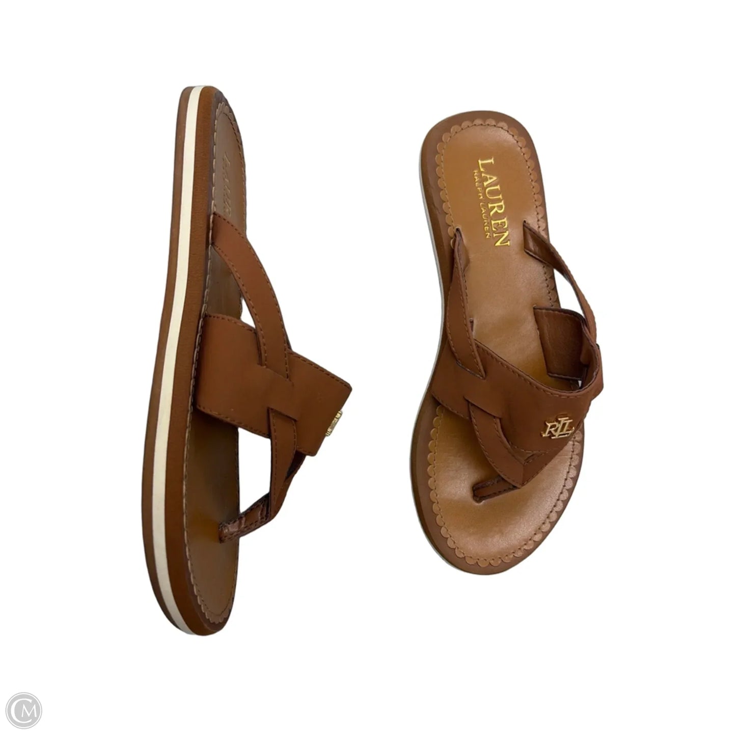 Sandals Flip Flops By Lauren By Ralph Lauren In Tan, Size: 5.5