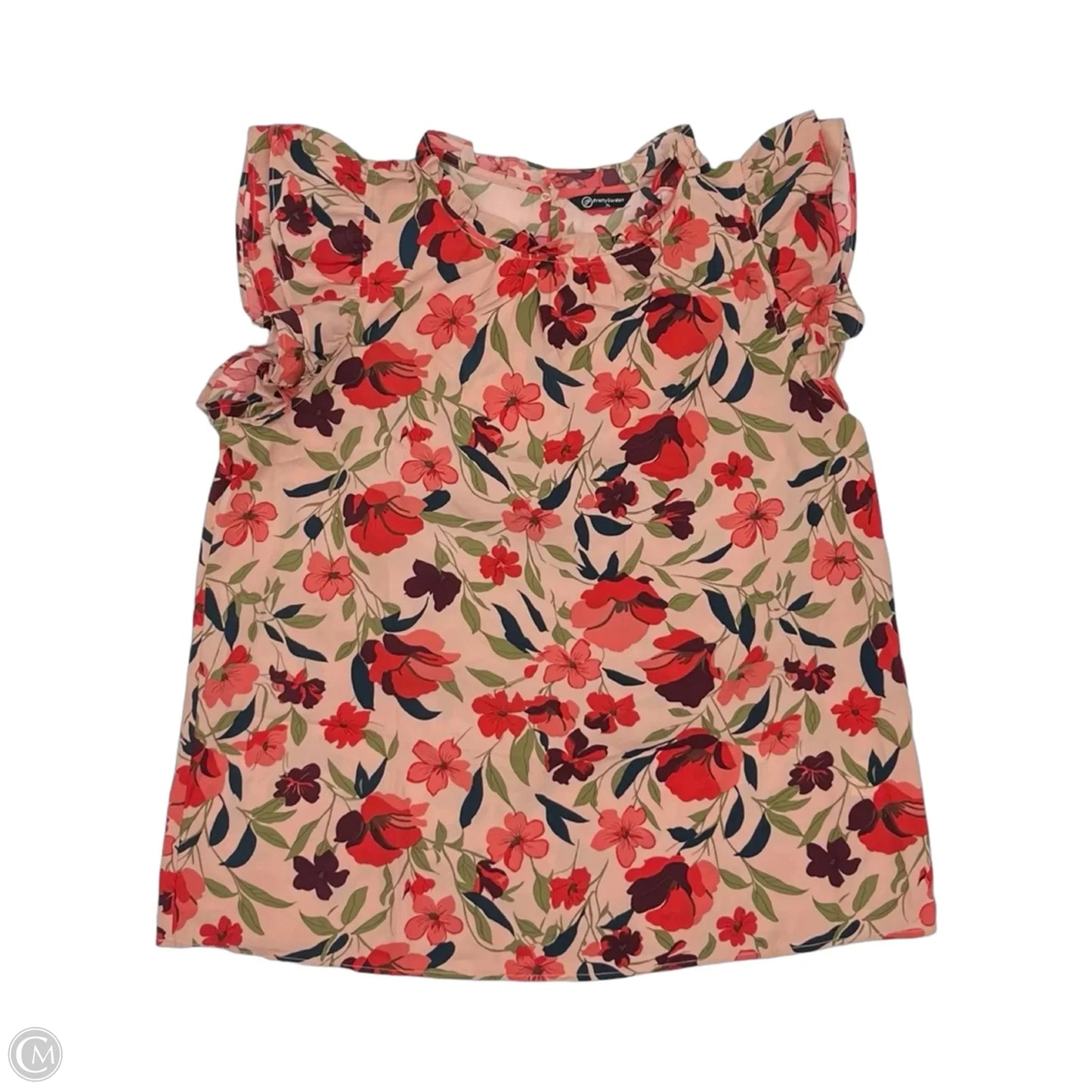 Blouse 3/4 Sleeve By Prettygarden In Floral Print, Size: Xl