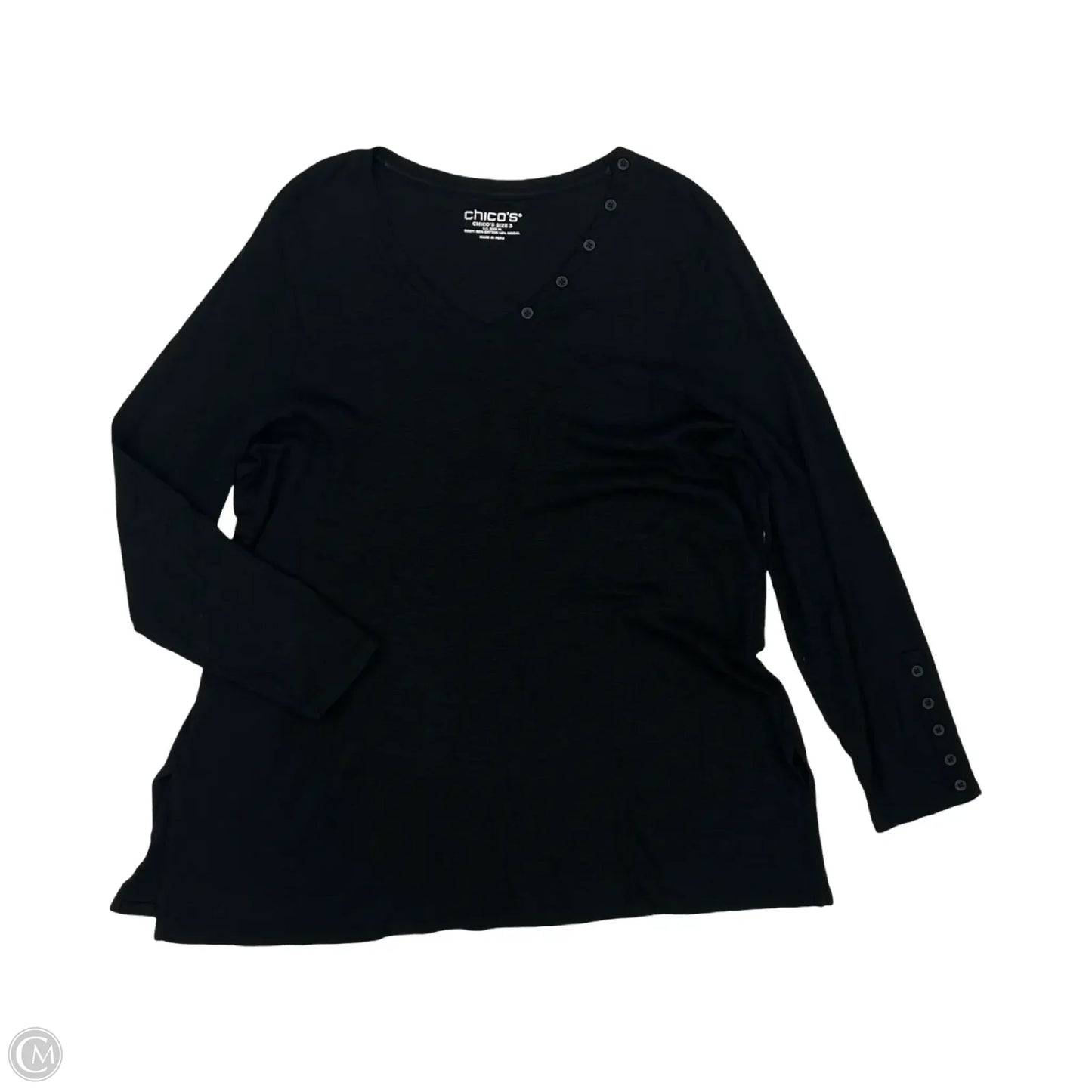 Top Long Sleeve By Chicos In Black, Size: Xl