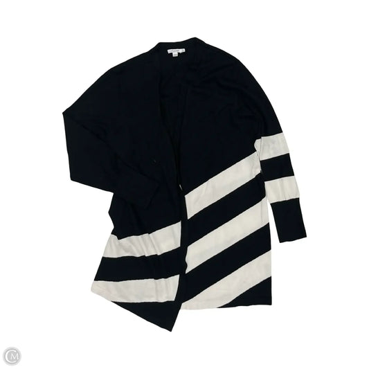 Sweater Cardigan By Chicos In Black & White, Size: Xl