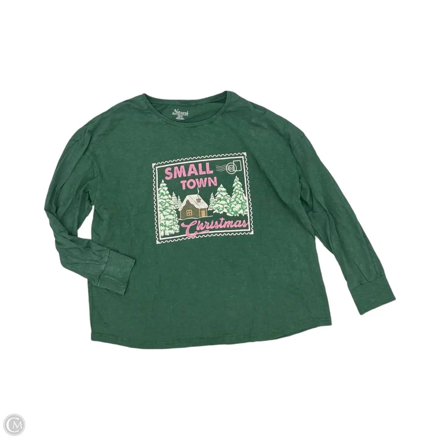Top Long Sleeve By Natural Reflections In Green, Size: 1x