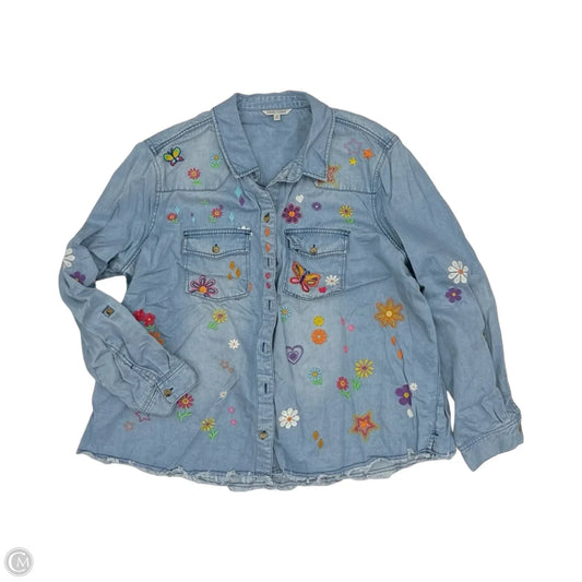 Jacket Shirt By John Mark In Blue Denim, Size: 2x