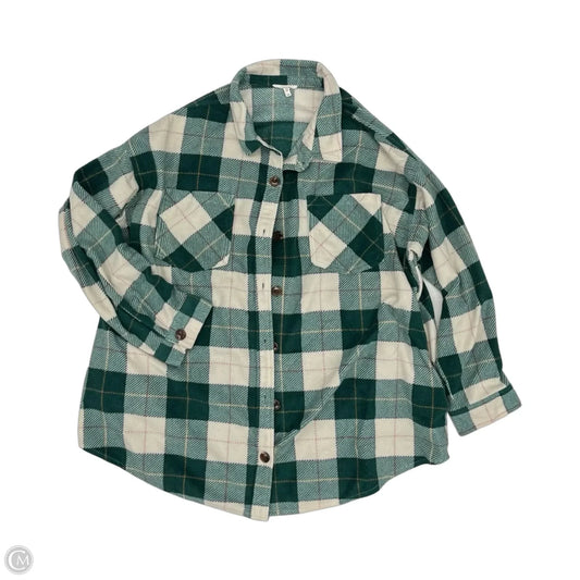 Jacket Shirt By Maurices In Cream & Green, Size: 3x
