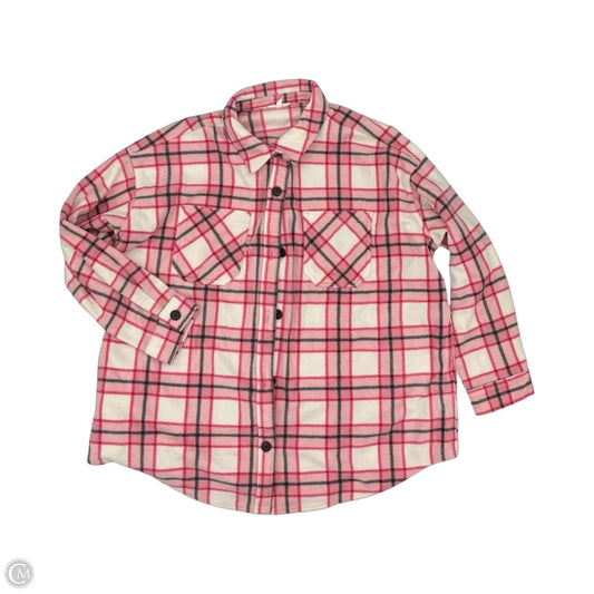 Jacket Shirt By Maurices In Cream & Pink, Size: 2x