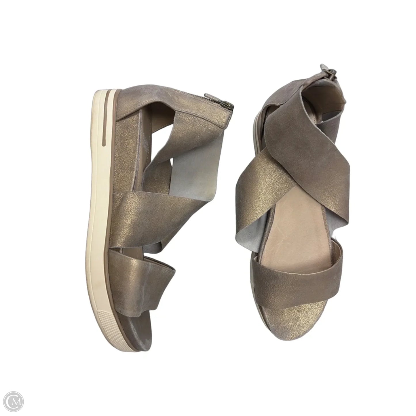 Sandals Heels Wedge By Eileen Fisher In Gold, Size: 9.5