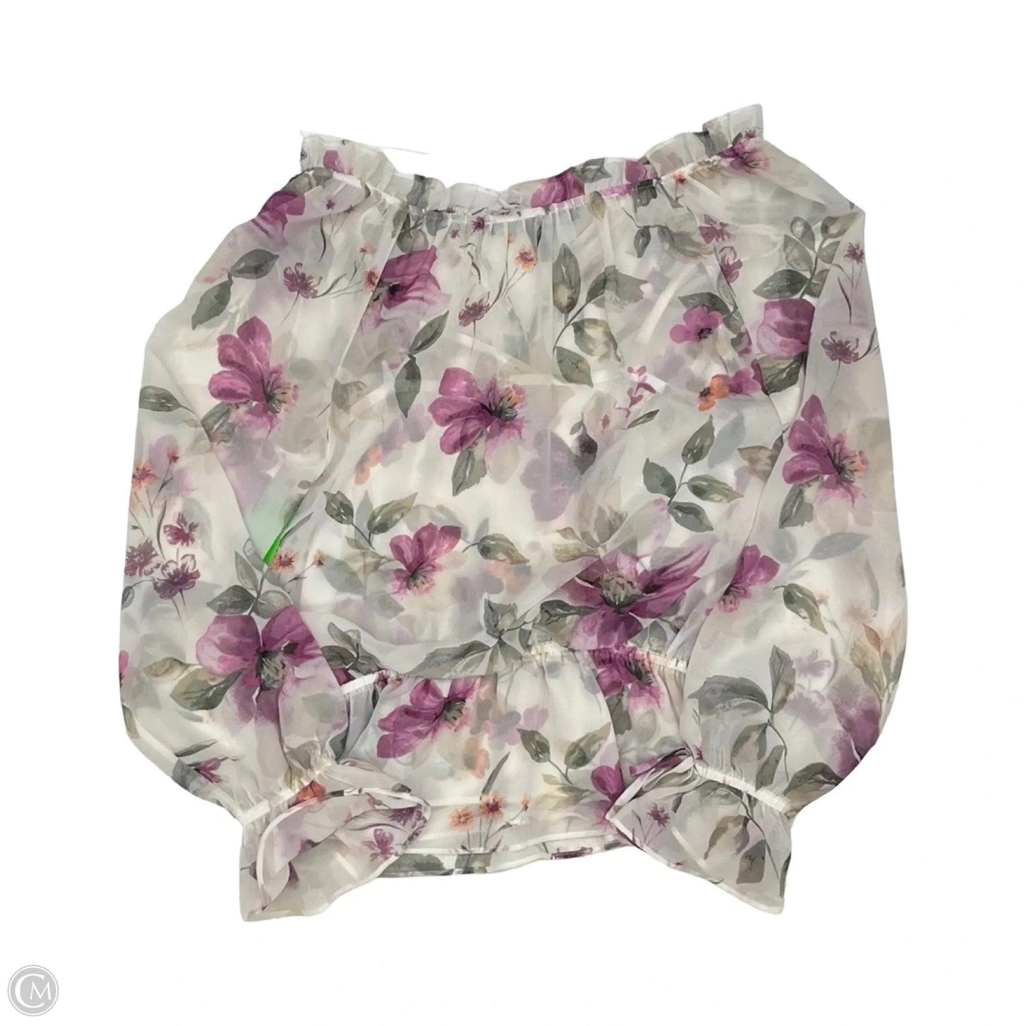 Blouse Long Sleeve By White House Black Market In Purple & White, Size: Xs
