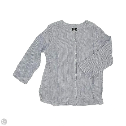 Tunic Long Sleeve By Jones And Co In Blue & White, Size: 1x