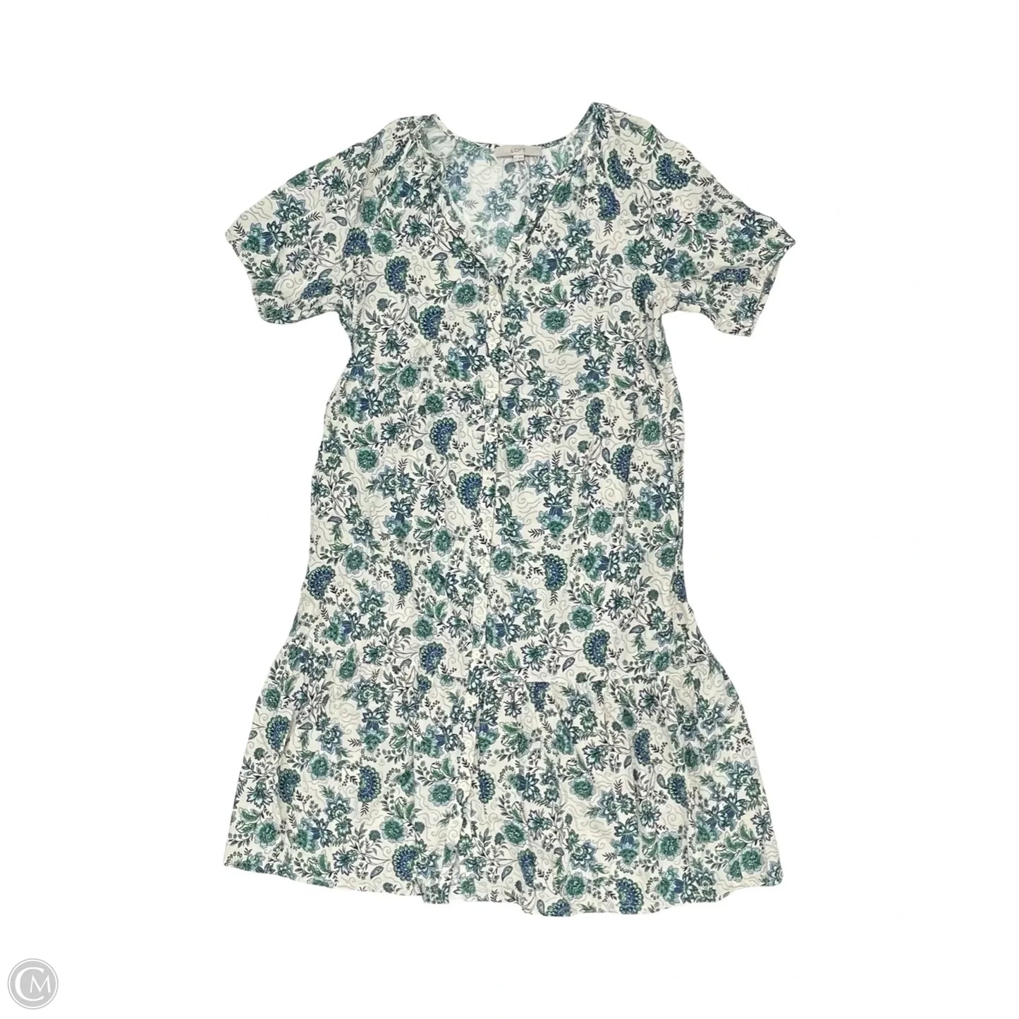 Dress Party Long By Loft In Blue & Cream, Size: Xl