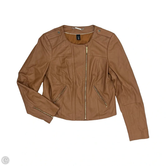 Jacket Moto By White House Black Market In Tan, Size: L