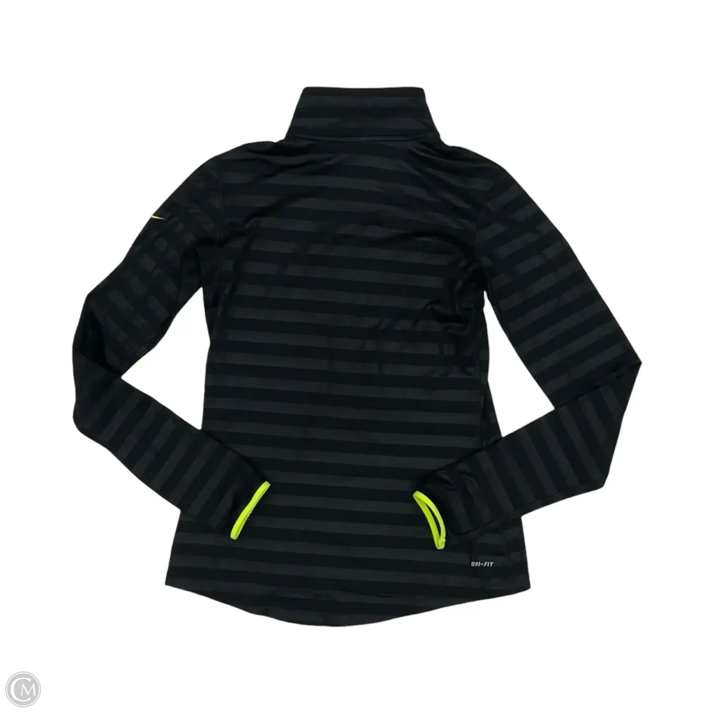 Athletic Top Long Sleeve Collar By Nike In Black, Size: M