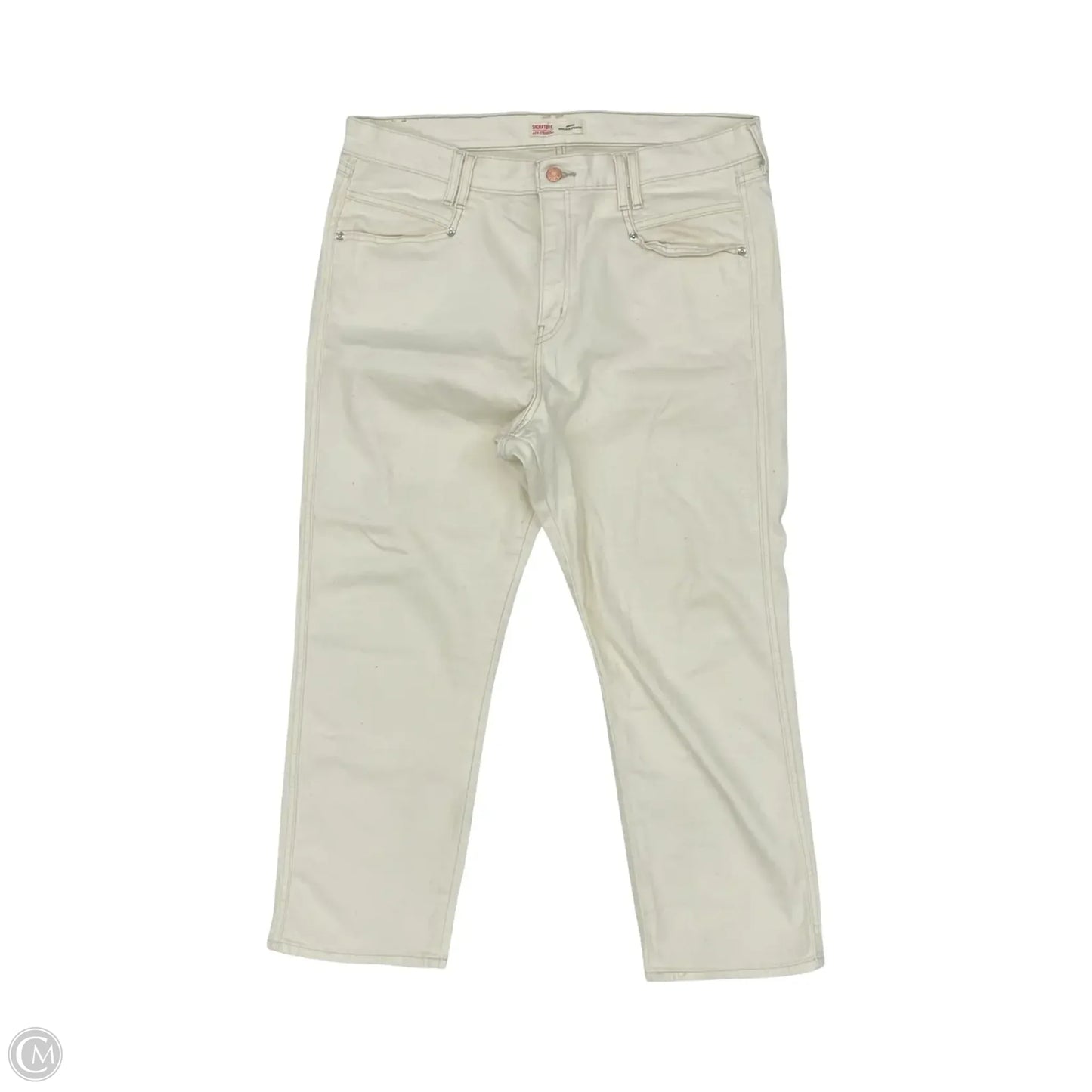 Jeans Straight By Levis Signature In Cream Denim, Size: 18