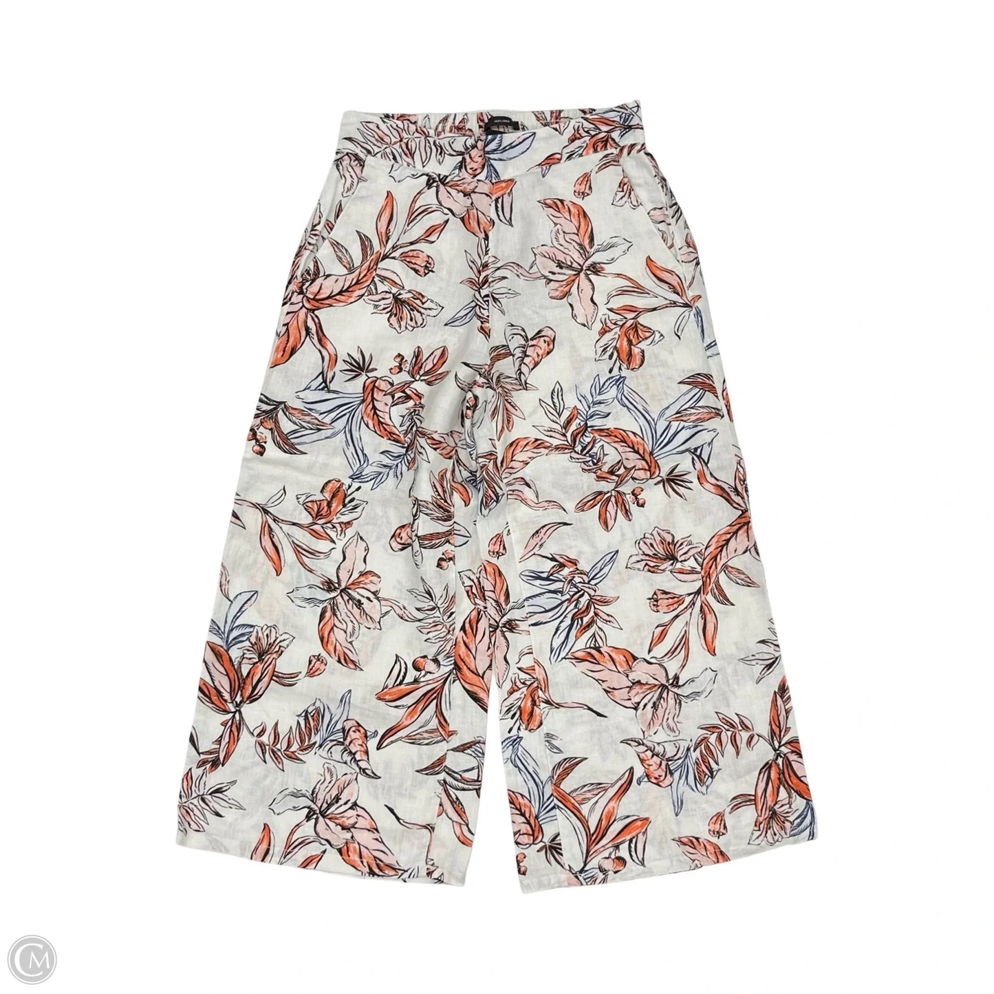 Pants Linen By Tahari In Orange & White, Size: S
