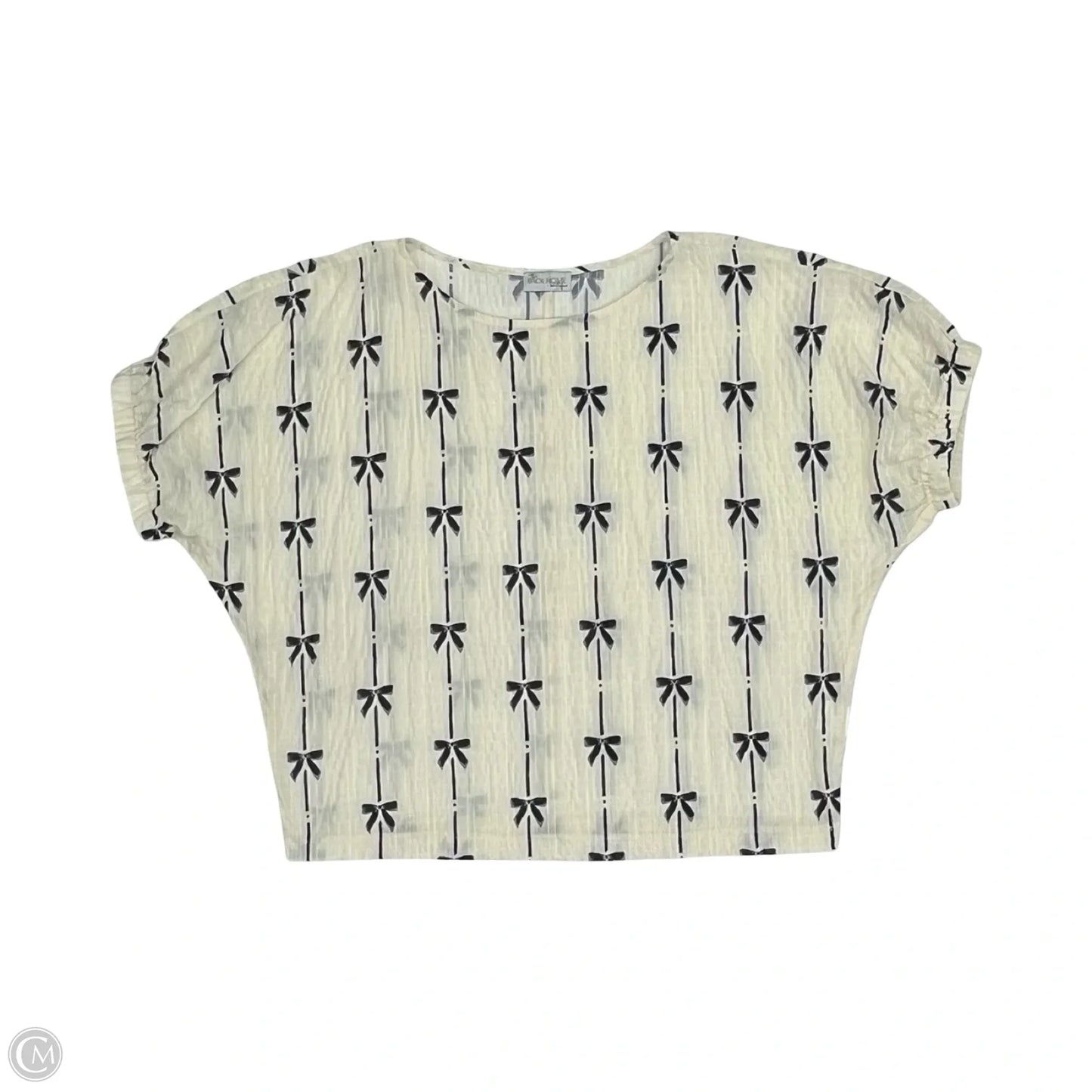 Blouse Short Sleeve By Clothes Mentor In Black & Cream, Size: S