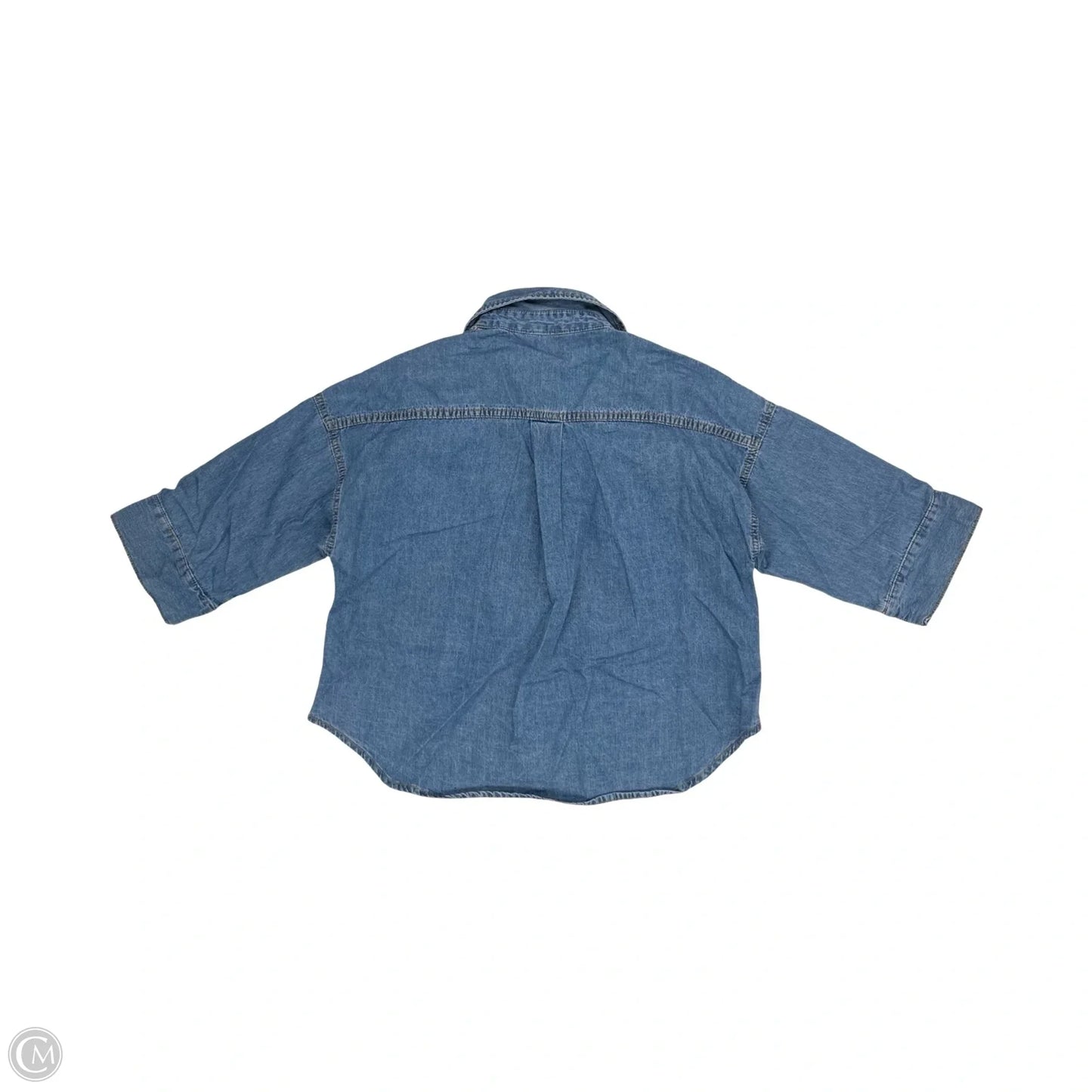 Blouse Short Sleeve By Industry In Blue Denim, Size: S