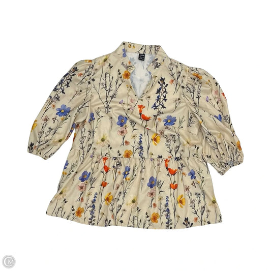 Blouse Short Sleeve By Shein In Floral Print, Size: S