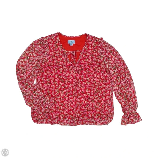 Blouse Long Sleeve By Cece In Pink & Red, Size: L