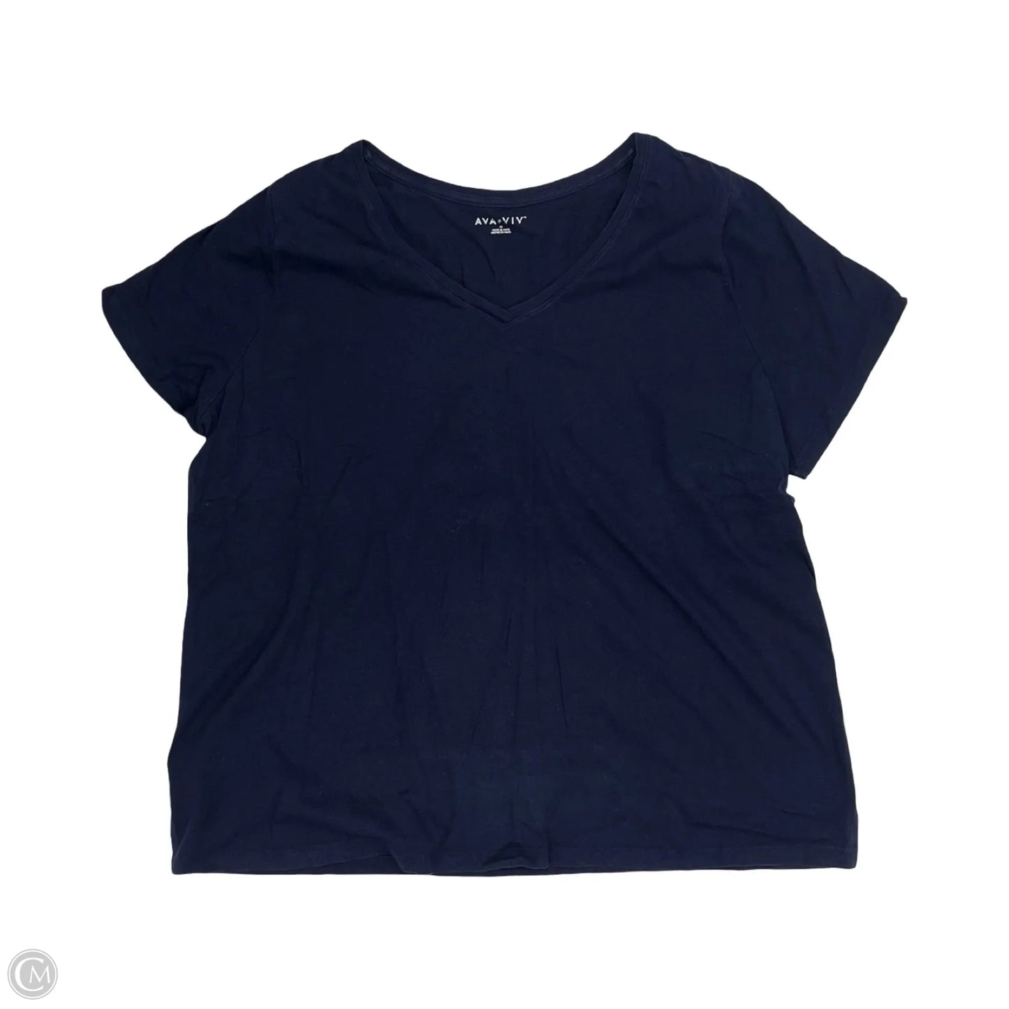 Top Short Sleeve Basic By Ava & Viv In Blue, Size: 3x