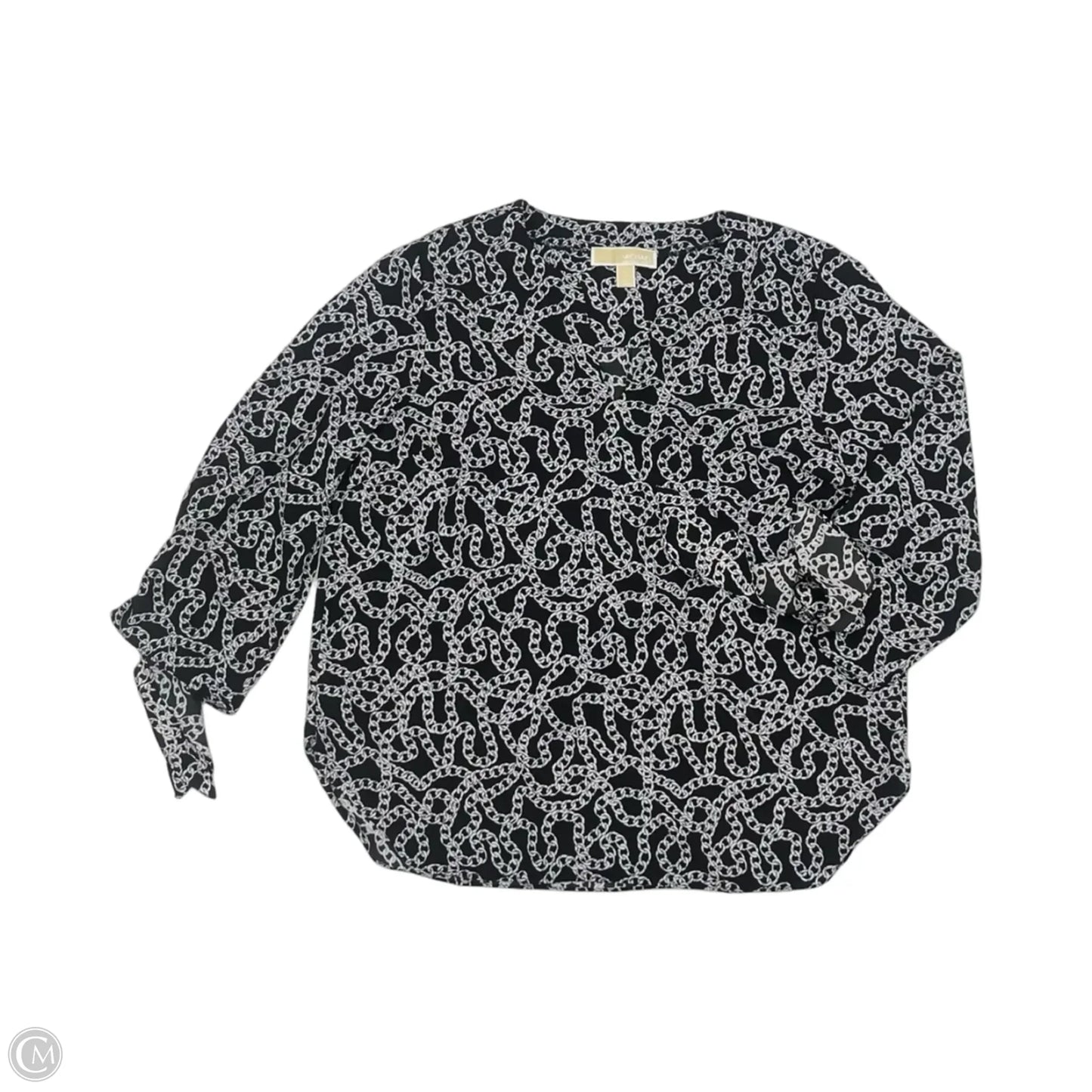 Blouse Designer By Michael Kors In Black & Grey, Size: L