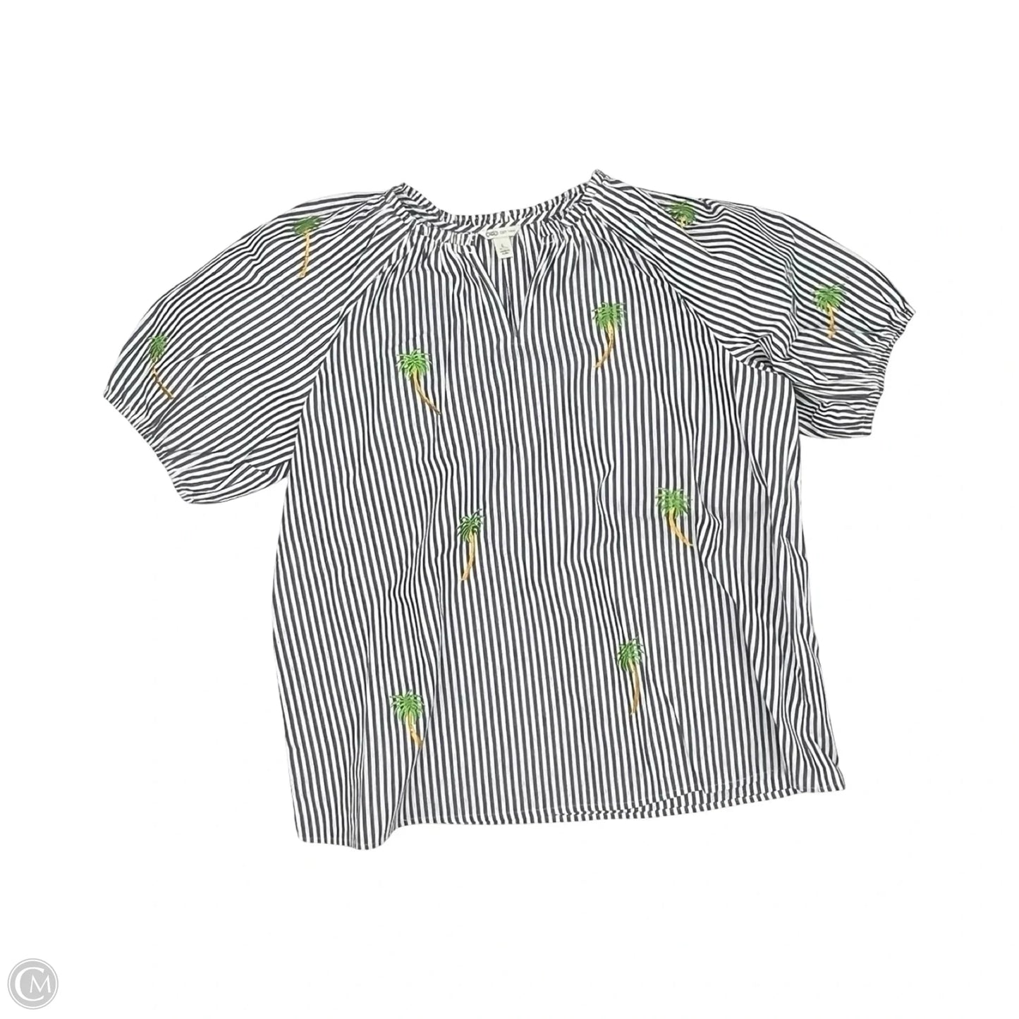 Blouse Short Sleeve By Cato In Grey & White, Size: L