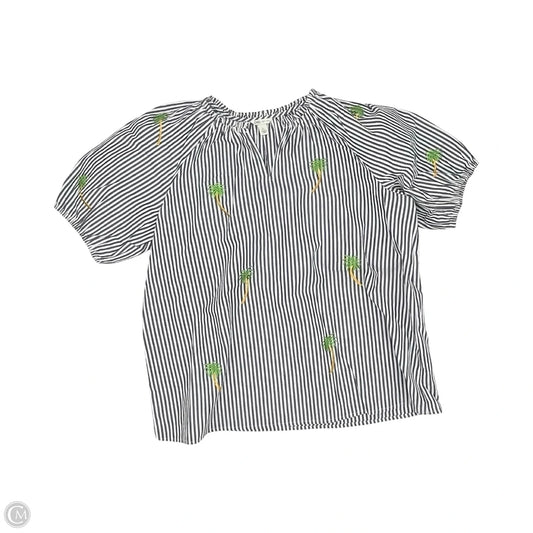 Blouse Short Sleeve By Cato In Grey & White, Size: L