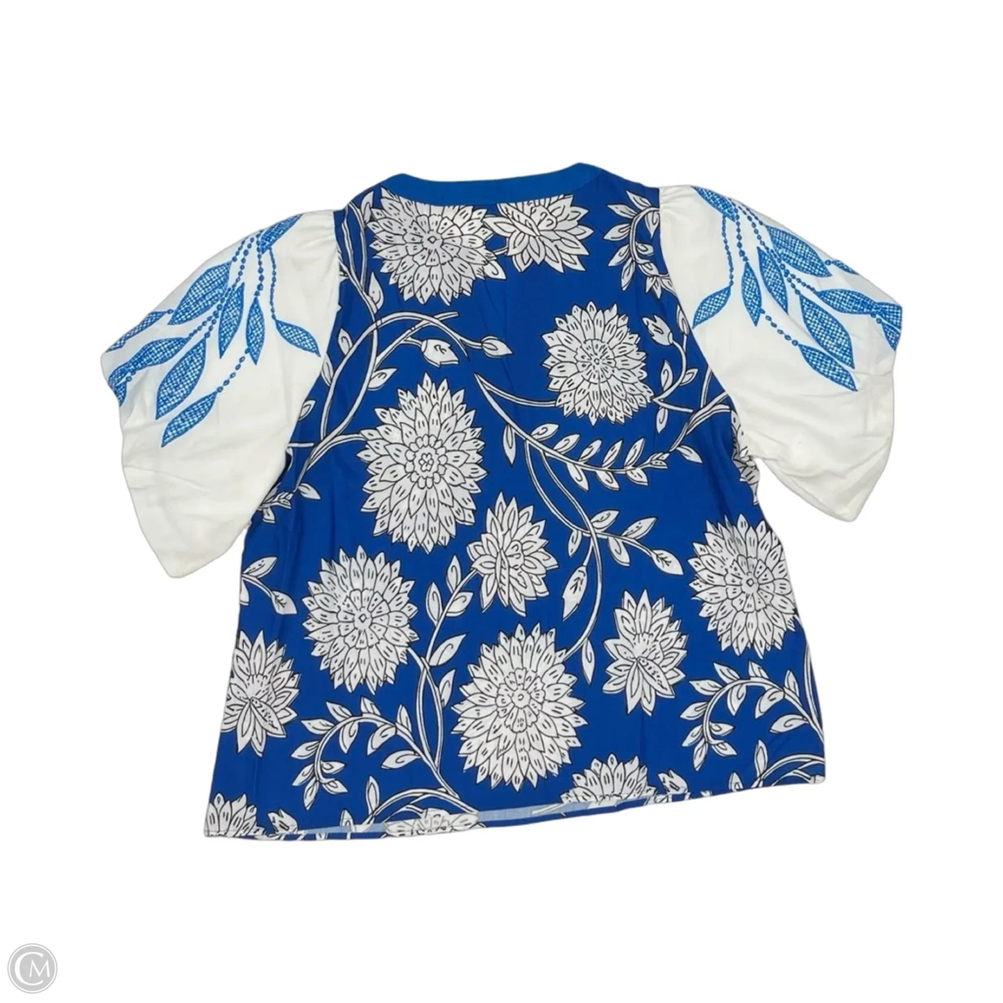 Blouse Short Sleeve By Cmf In Blue & White, Size: 2x