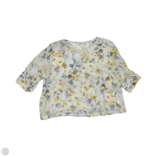 Blouse Short Sleeve By Pure Jill In White & Yellow, Size: Xlp