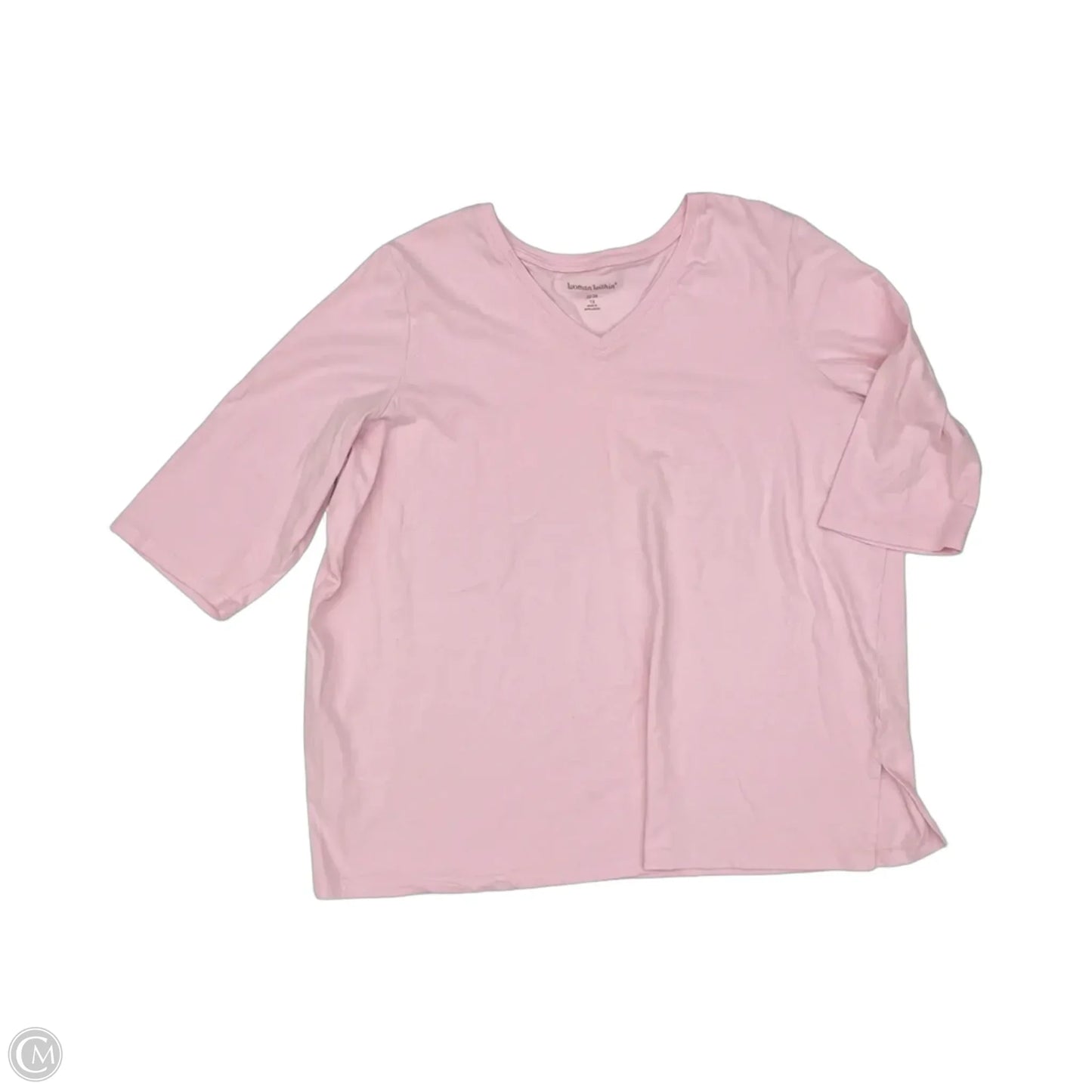 Top Short Sleeve Basic By Woman Within In Pink, Size: 3x