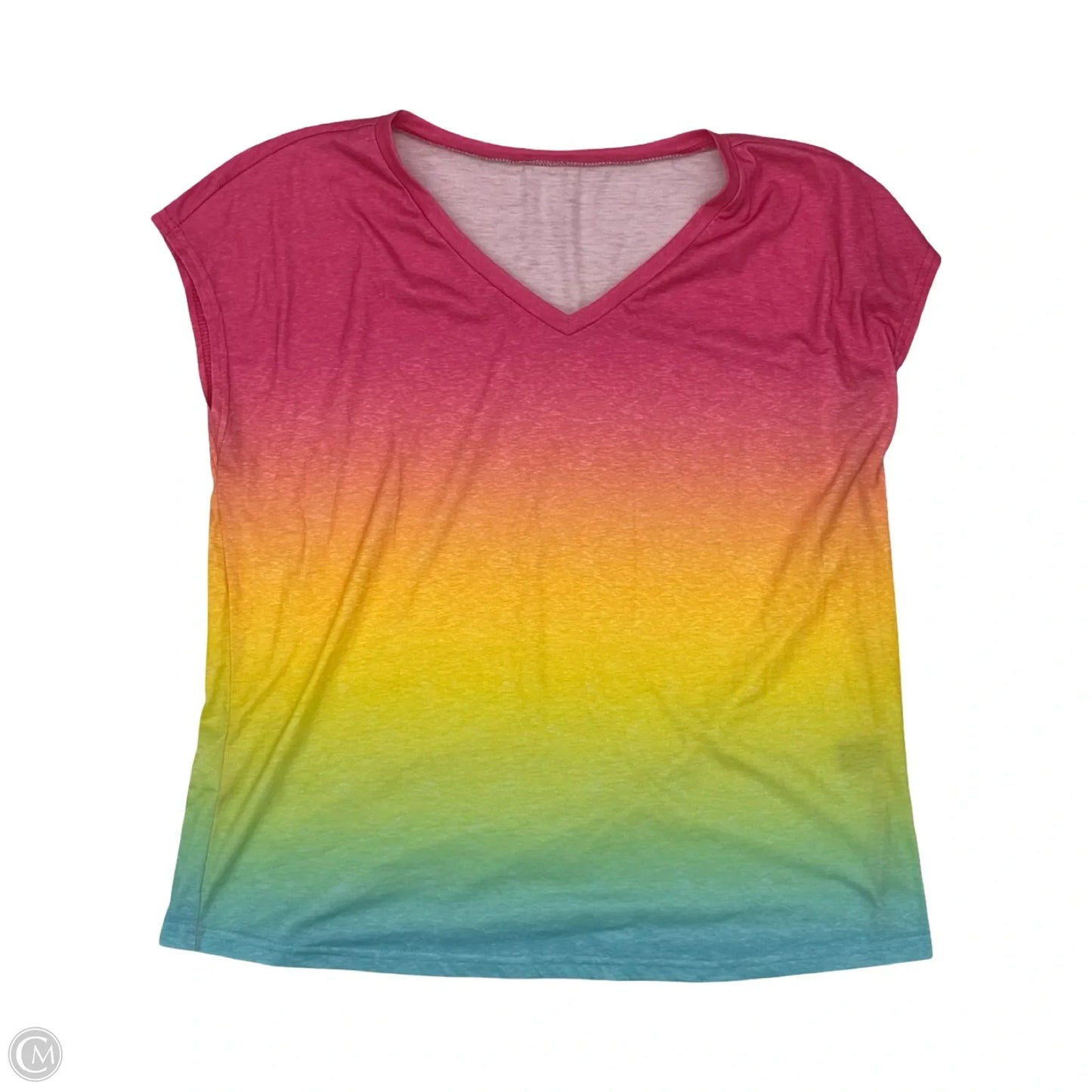 Top Short Sleeve By Shein In Rainbow Print, Size: Xl