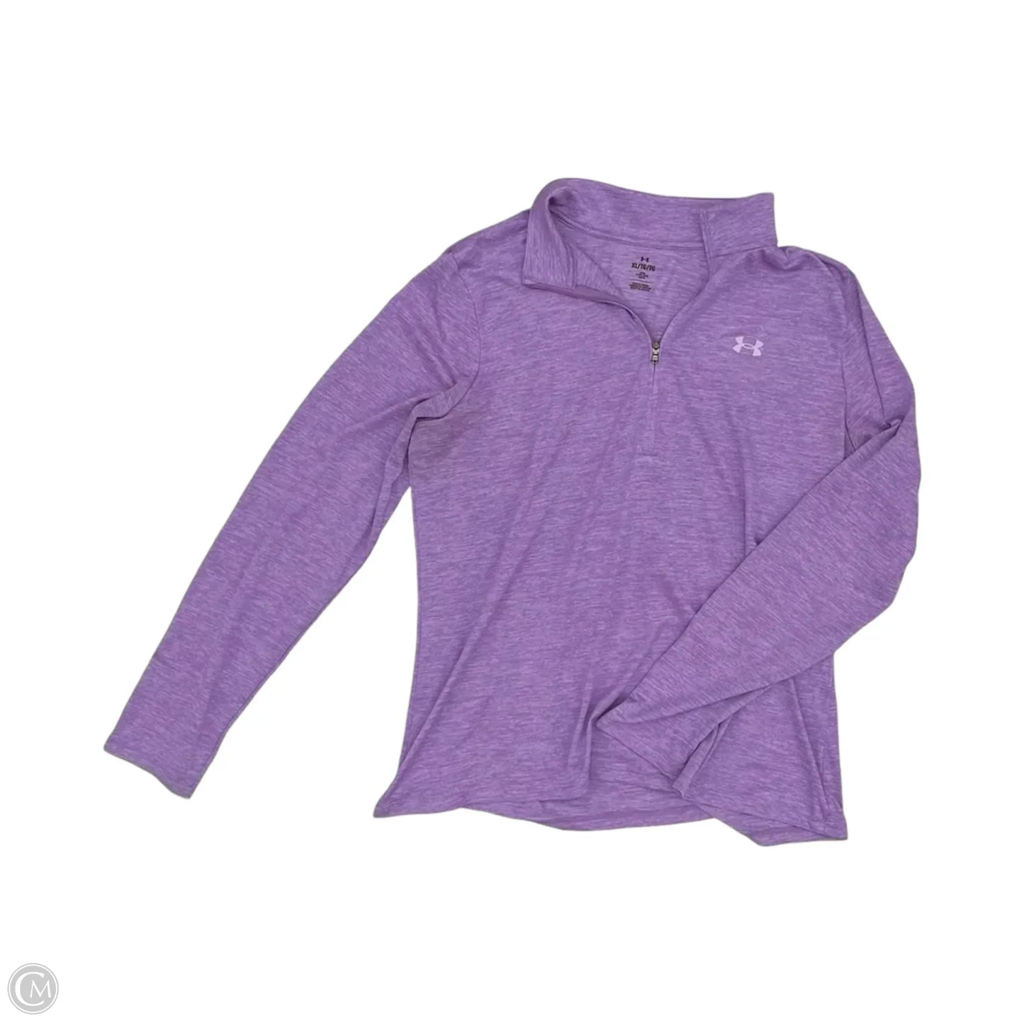 Athletic Top Long Sleeve Collar By Under Armour In Purple, Size: Xl